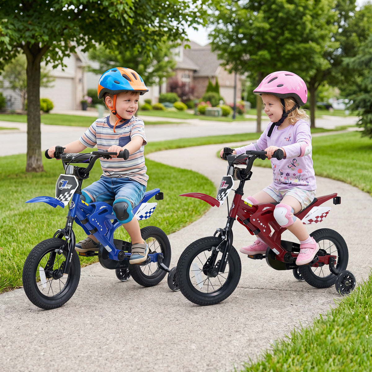 12 Inch Kids Bike Motorcycle-Inspired for Boy Girl Ages 3-4 Years-Blue