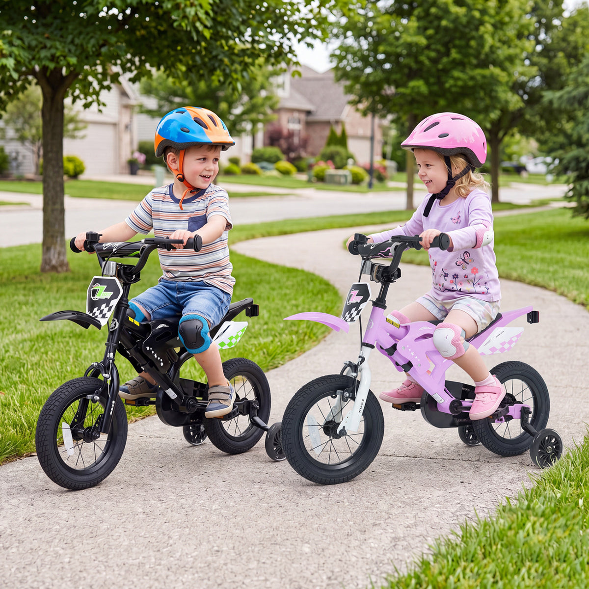 12 Inch Kids Bike Motorcycle-Inspired for Boy Girl Ages 3-4 Years-Purple