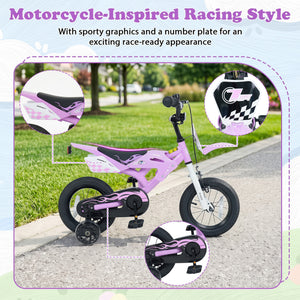 12 Inch Kids Bike Motorcycle-Inspired for Boy Girl Ages 3-4 Years-Purple