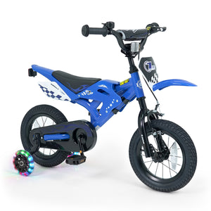 12 Inch Kids Bike Motorcycle-Inspired for Boy Girl Ages 3-4 Years-Blue