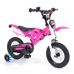 12 Inch Kids Bike Motorcycle-Inspired for Boy Girl Ages 3-4 Years-Pink