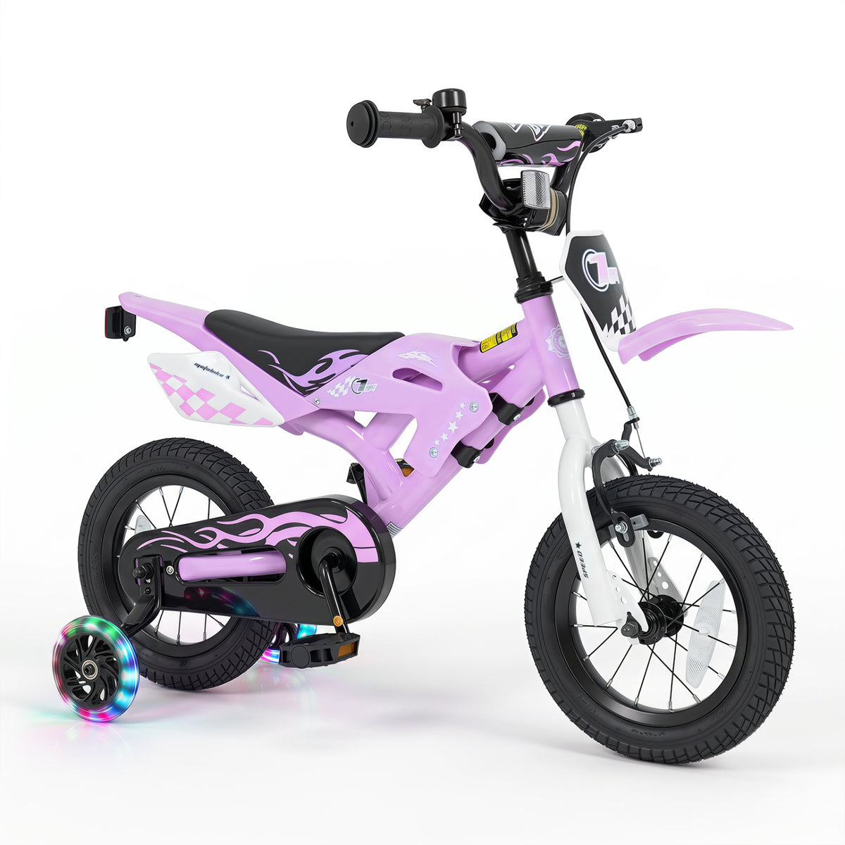 12 Inch Kids Bike Motorcycle-Inspired for Boy Girl Ages 3-4 Years-Purple