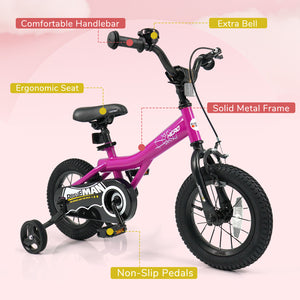12-Inch Kids Bike with Removable Training Wheels Pink-Brave Hero