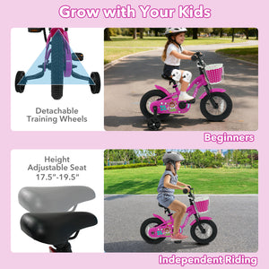 12 Inch Kids Bike with Training Wheels for Aged 3-4 Years Old - Magic Rose