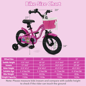 12 Inch Kids Bike with Training Wheels for Aged 3-4 Years Old - Magic Rose
