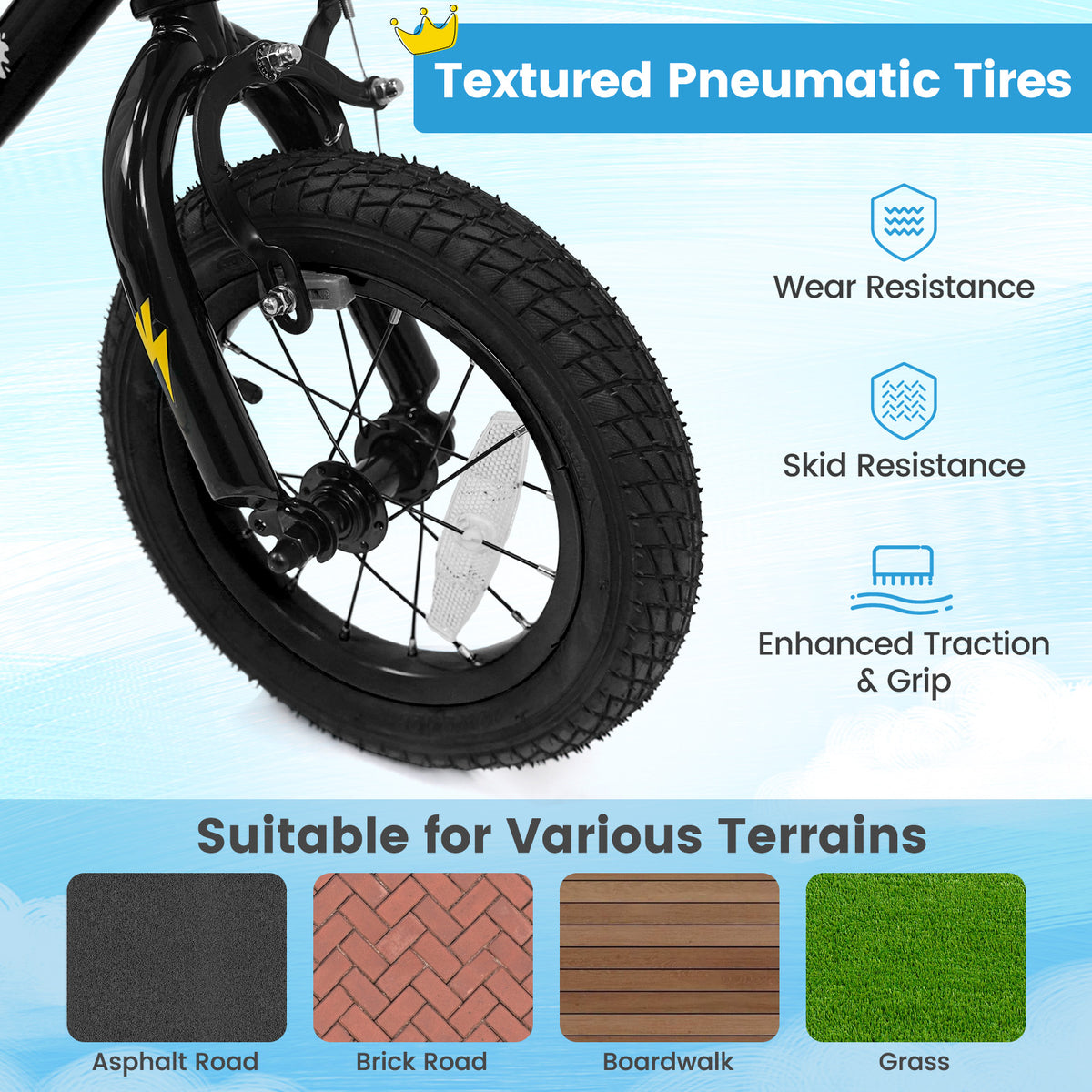 12 Inch Kids Bike with Training Wheels for Ages 3-4 Years Old Black- Street Art Time