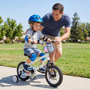 12 Inch Kids Bike with Training Wheels for Ages 3-4 Years Old White- Street Art Time