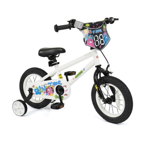 12 Inch Kids Bike with Training Wheels for Ages 3-4 Years Old White- Street Art Time