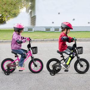 12 Inch Kids Bike with Basket and Training Wheels for Children Aged 3-5 Years Old