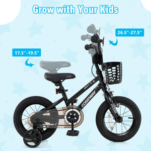 12 Inch Kids Bike with Basket and Training Wheels for Children Aged 3-5 Years Old