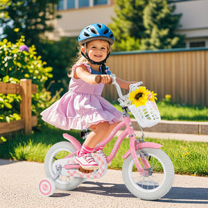 12 Inch Kids Bike with Training Wheels and Basket for Boys Girls 3-4 Years Old