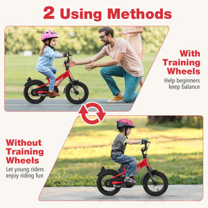 Kids Bike 12-Inch Children Training Bicycle with 2 Brake for 3-4 Years Old