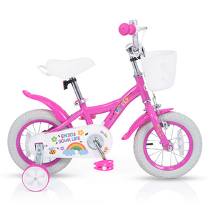 12 Inches Girls Bike for 3-4 Years Old with Basket - Spring Party  Pink