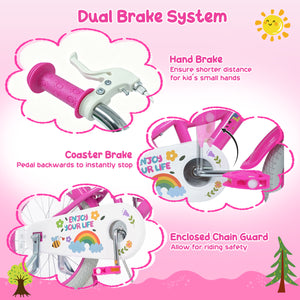 12 Inches Girls Bike for 3-4 Years Old with Basket - Spring Party  Pink