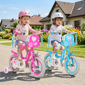 12 Inches Girls Bike with Front Bag and Streamers for 3-4 Years Pink