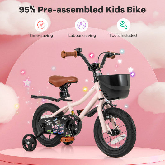 14 Inches Kids Bike with Basket and Adjustable Handlebar for 3-5 Years Old