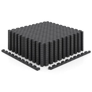 12 PCS Puzzle Exercise Mat EVA Foam Interlocking Floor Tiles-Black