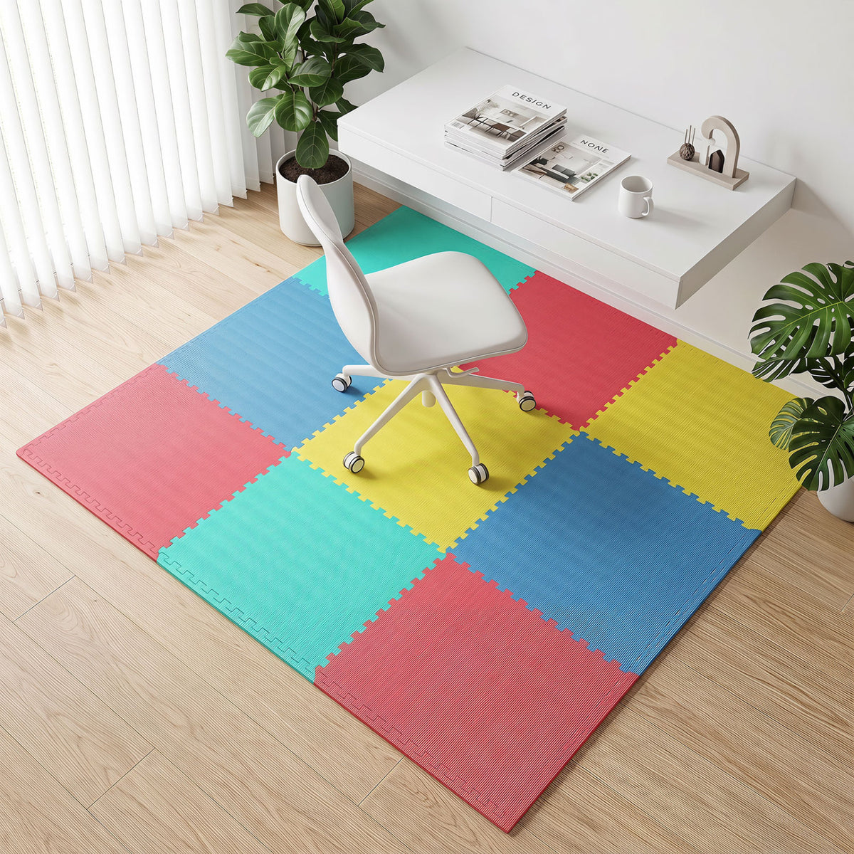 12 Pack Non-Slip Protective Interlocking EVA Foam Floor Tiles-Multicolor