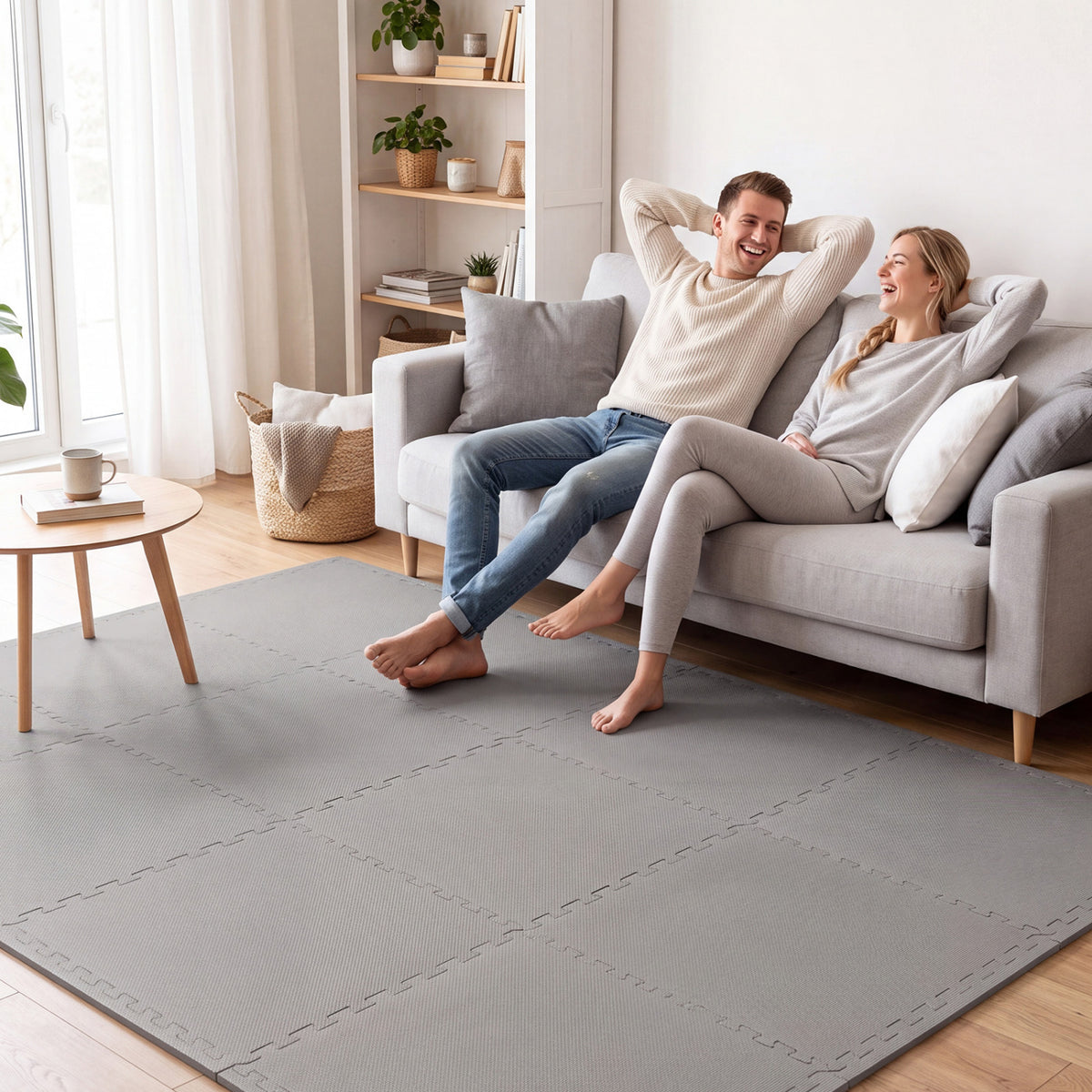 12 Pack Non-Slip Protective Interlocking EVA Foam Floor Tiles-Gray