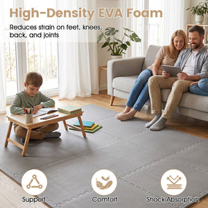 12 Pack Non-Slip Protective Interlocking EVA Foam Floor Tiles-Gray