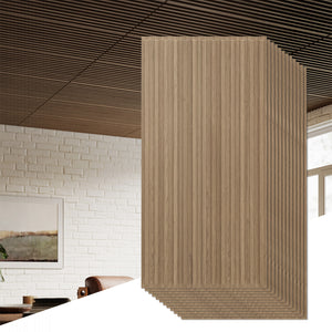 12-Pack PVC Slat Wall Panels for Interior Wall Decoration for Living Room and TV Background-Walnut