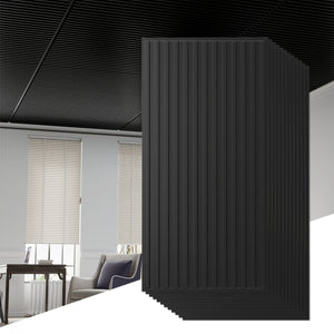 12-Pack PVC Slat Wall Panels for Interior Wall Decoration for Living Room and TV Background-Black