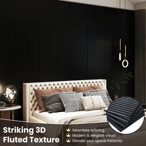 12-Pack PVC Slat Wall Panels for Interior Wall Decoration for Living Room and TV Background-Black
