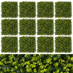 12 Pieces 20 Inch x 20 Inch Artificial Hedge Eucalyptus Panels