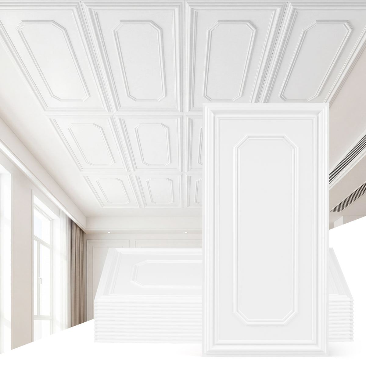 12 Pieces Ceiling Tiles Decorative PVC Ceiling Covering Panels