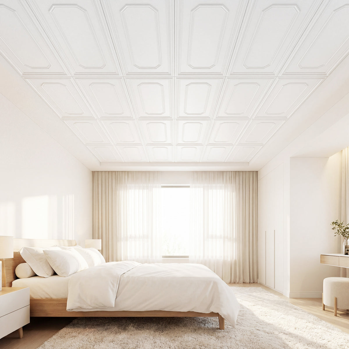 12 Pieces Ceiling Tiles Decorative PVC Ceiling Covering Panels