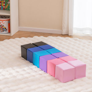 12 Pieces Soft Foam Building Blocks Climbing Foam Cubes Set for Kids-Deep Multicolor