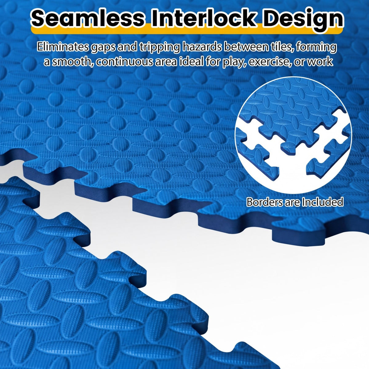 12 Tiles 1/2" Puzzle Exercise Floor Mats-Blue