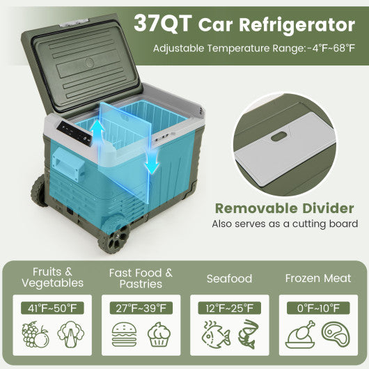 12 Volt Car Refrigerator Portable Car Fridge with Adjustable Range-35L