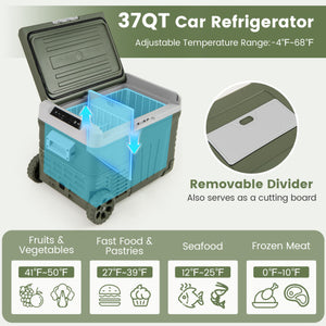 12 Volt Car Refrigerator Portable Car Fridge with Adjustable Range-35L