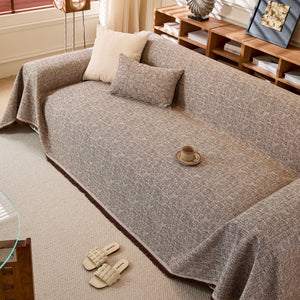 Natural Textured Linen Couch Cover, Breathable & Hypoallergenic Furniture Protector