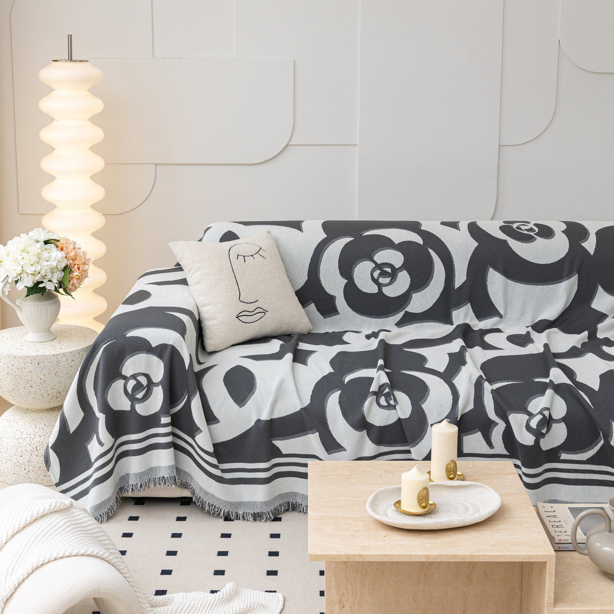 Chenille Sofa Cover Blanket, Couch Cover Blanket Throws for Couches Living Room Furniture Throw Covers