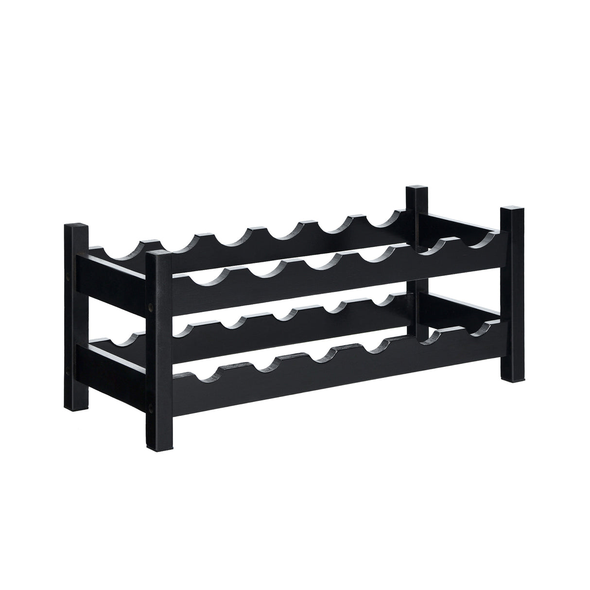 2-Tier 12 Bottles Bamboo Storage Shelf  Wine Rack-Natural