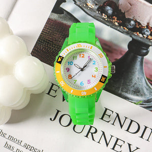 Kids Quartz Watches 50M Waterproof Analog Wristwatches Jelly Clock Students Watch Children PU Band Watch Childrens Analog Wrist Watch With Protective Design Simple Watch For Girls And Boys
