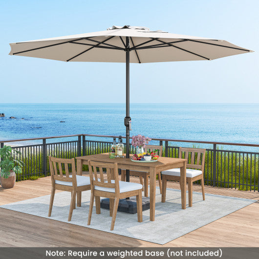 12 Feet Patio Umbrella with Crank Handle and 8 Sturdy Ribs-Beige
