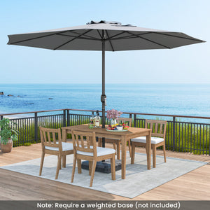 12 Feet Patio Umbrella with Crank Handle and 8 Sturdy Ribs-Gray