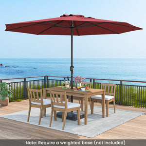 12 Feet Patio Umbrella with Crank Handle and 8 Sturdy Ribs-Red