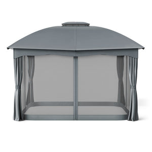12 x 10 Feet Canopy Double Vented Heavy Duty Steel Gazebo-Gray