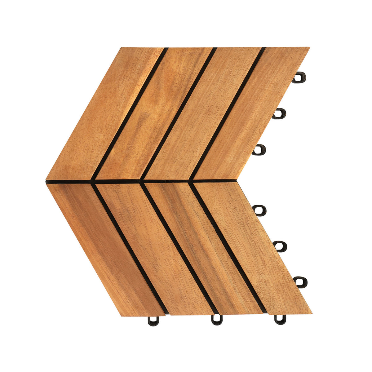 12 x 12 Inch 30 Pieces Acacia Wood Interlocking Deck Tiles- Natural
