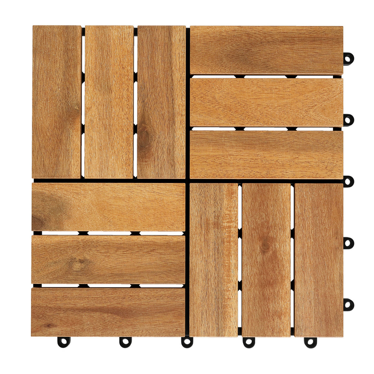 12 x 12 Inch 54 Pieces Acacia Wood Interlocking Deck Tiles with Waterproof Design-Natural