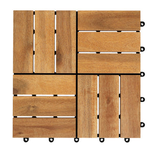 12 x 12 Inch 54 Pieces Acacia Wood Interlocking Deck Tiles with Waterproof Design-Natural