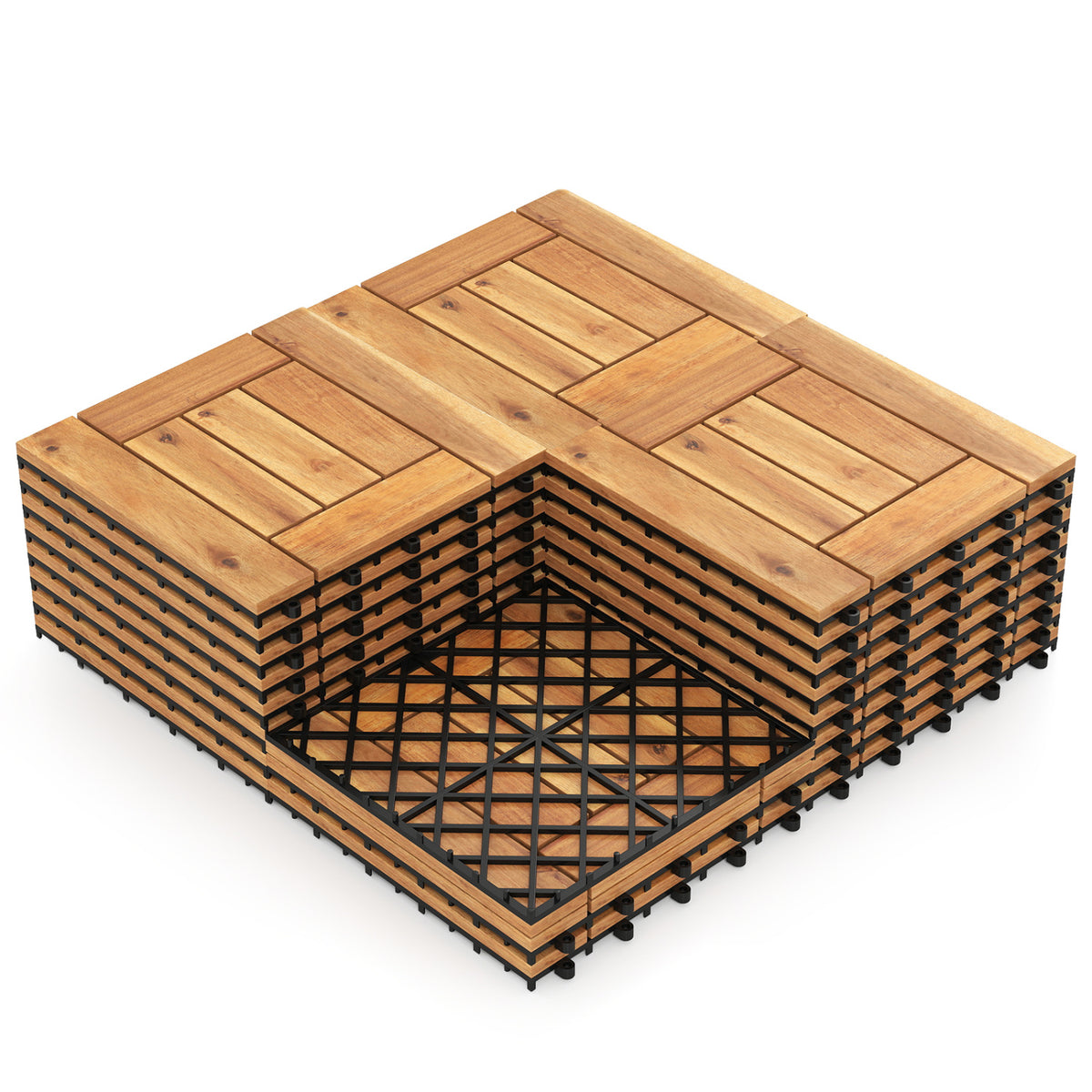 12" x 12" Indoor Outdoor Floor Tiles for Patio Balcony Backyard Porch Poolside-Natural
