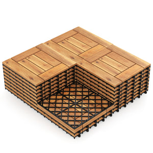 12" x 12" Indoor Outdoor Floor Tiles for Patio Balcony Backyard Porch Poolside-Natural