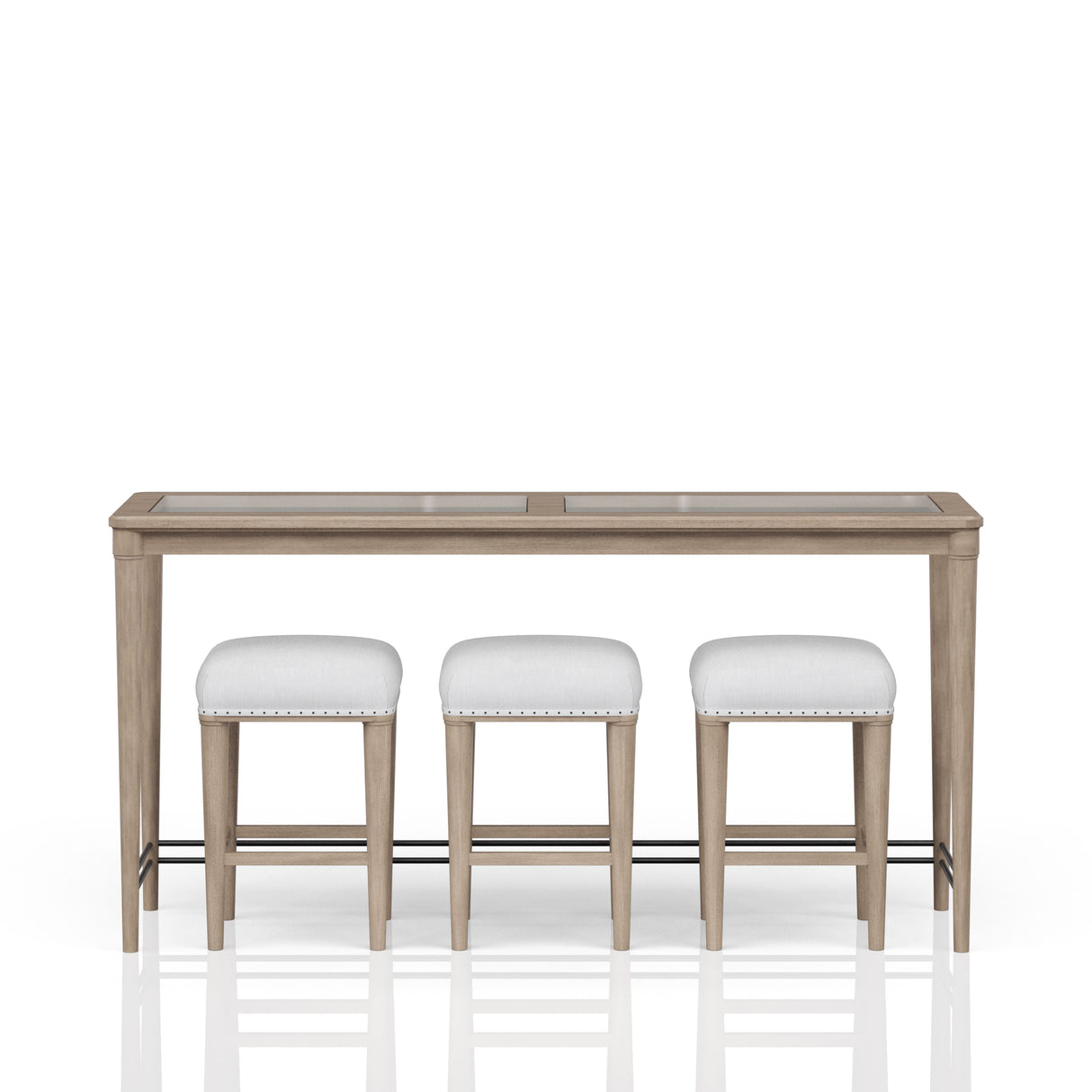 Glass Console Table With 3 Stools - Frosted by Couch.com