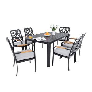 Outdoor Patio Furniture Dining Set With Sunbrella Fabric, Rectangular Table With Umbrella Hole by Couch.com