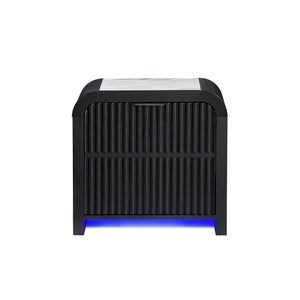 Beverly - Nightstand With Cooler And Speaker, LED Light, Rounded Sides - Black White